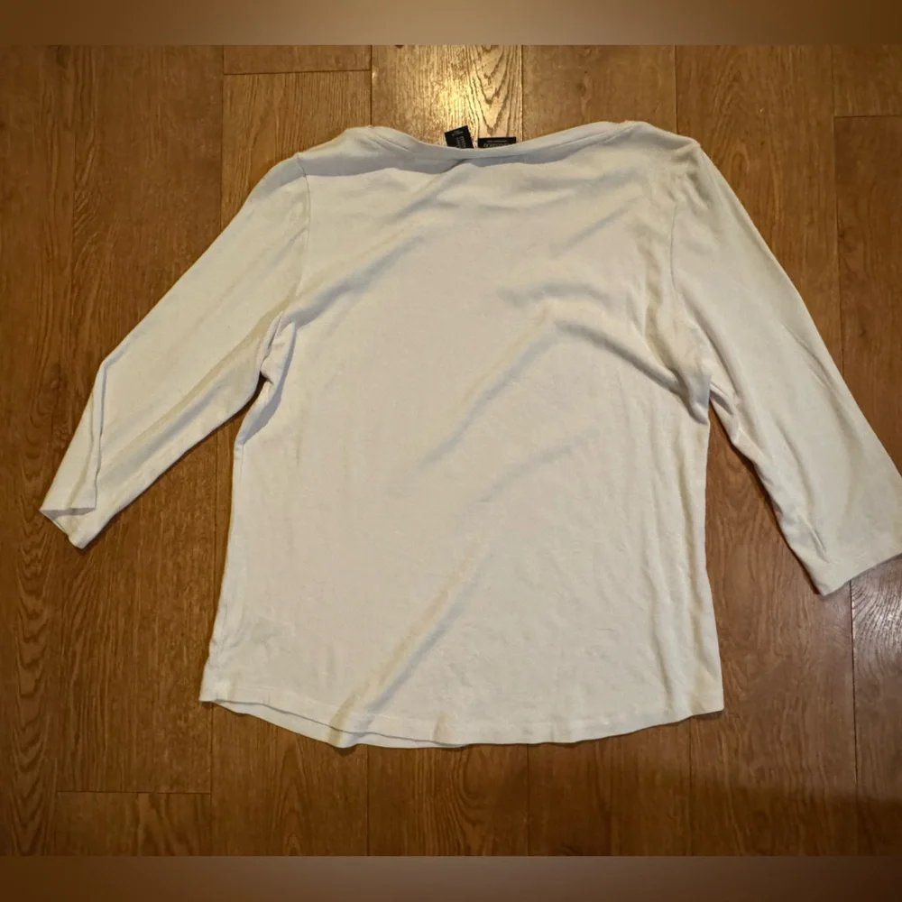 Jones New York White Top 3/4 Sleeve Classic Wardrobe Staple Size XL - Picture 3 of 8